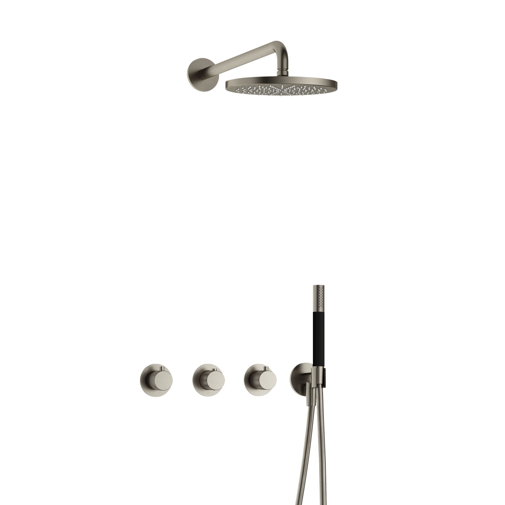Hotbath Cobber X IBSX70 inbouw doucheset - staafhanddouche - 20cm hoofddouche - wandarm - wandhouder - Geborsteld Nikkel