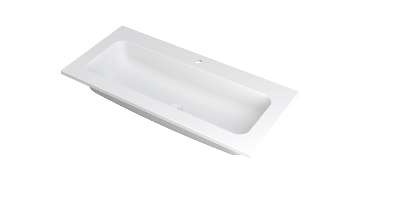 Ink Faktor Wastafel polystone centraal met 1 kraangat - Mat Wit - 100x45x1,5cm - 3407211