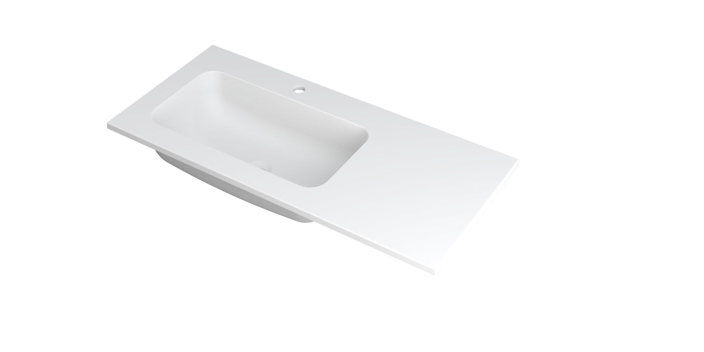 Ink Faktor Wastafel polystone links met 1 kraangat - Mat Wit - 100x45x1,5cm - 3407215