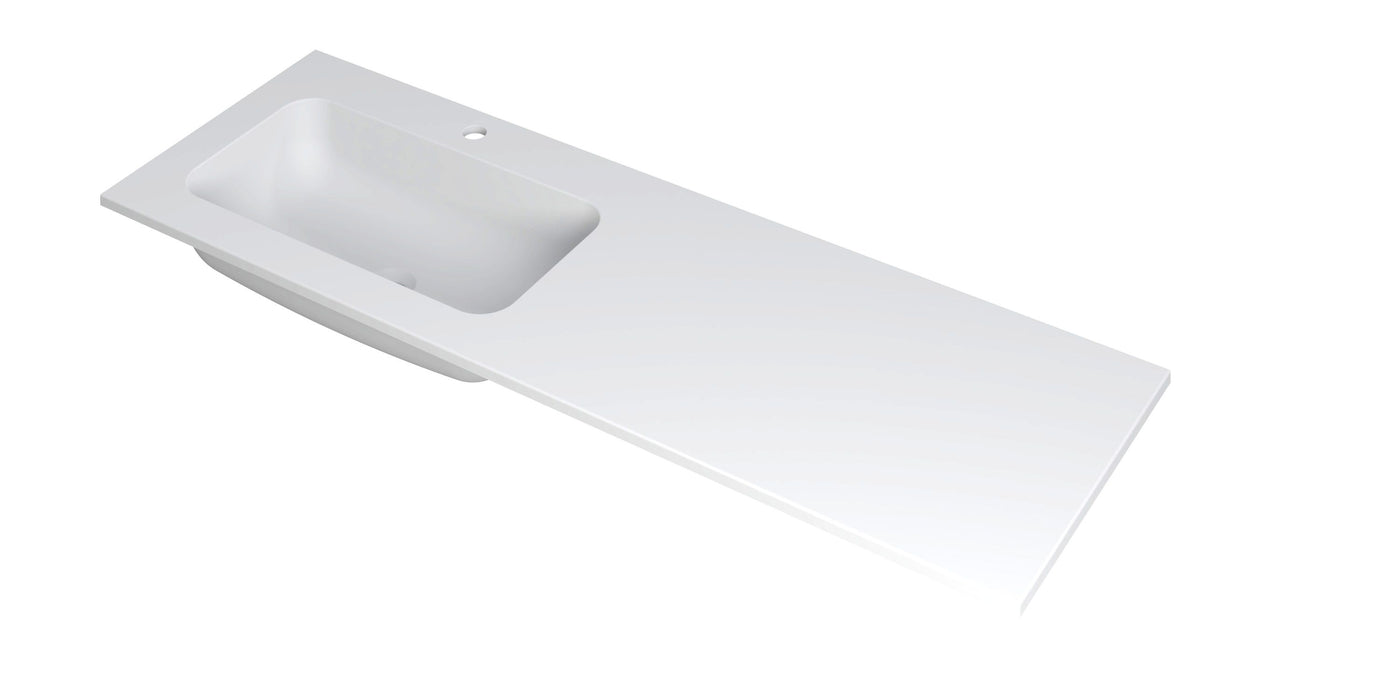 Ink Faktor Wastafel polystone links met 1 kraangat - Mat Wit - 140x45x1,5cm - 3407235