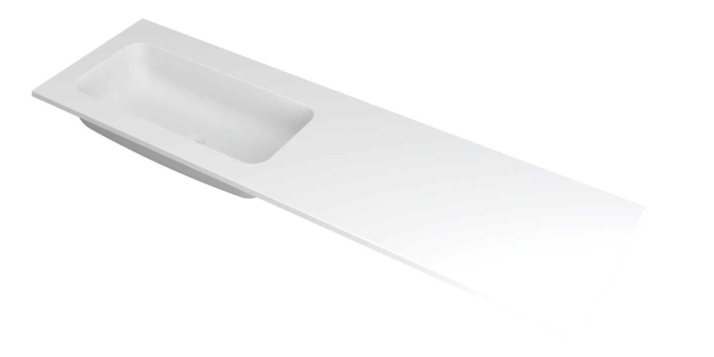 Ink Faktor Wastafel polystone links zonder kraangat - Mat Wit - 160x45x1,5cm - 3407244