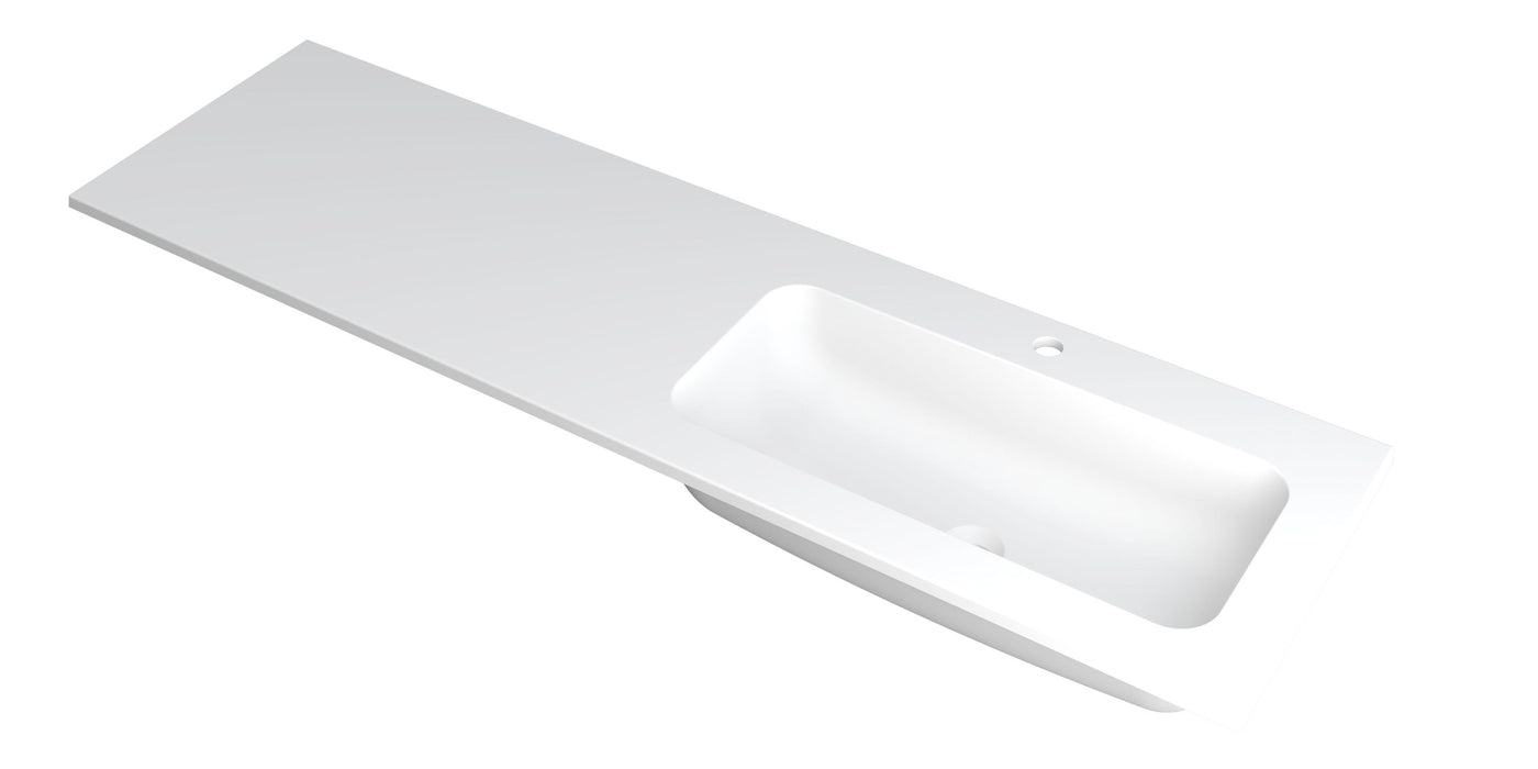 Ink Faktor Wastafel polystone rechts met 1 kraangat - Mat Wit - 160x45x1,5cm - 3407248