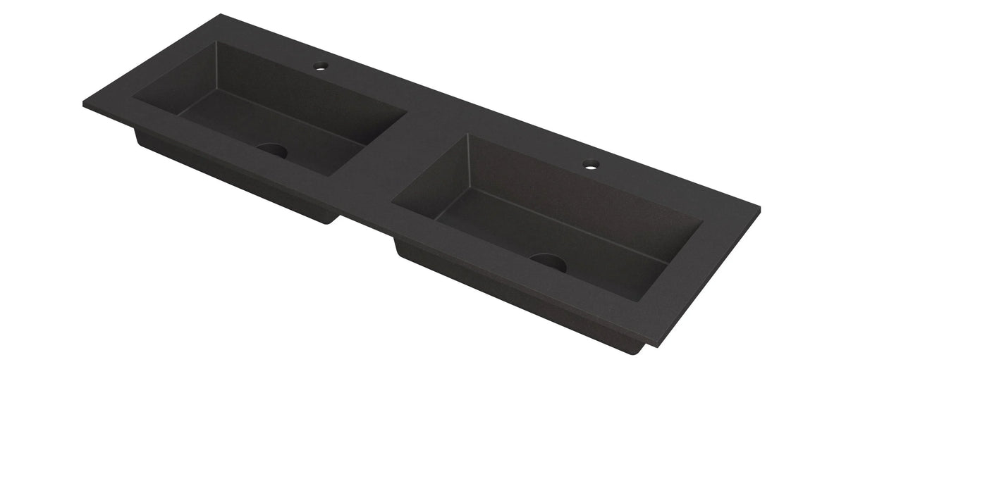 Ink Kraft dubbele meubelwastafel 140x45cm - 2 kraangaten - Quartz zwart - 3417363