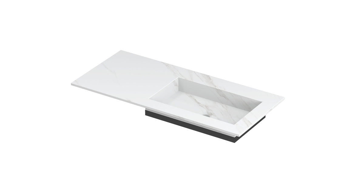 Ink Post Wastafel keramische slab envelop bak rechts zonder kraangat - Calacatta mat - 100x45x1cm - 0210180