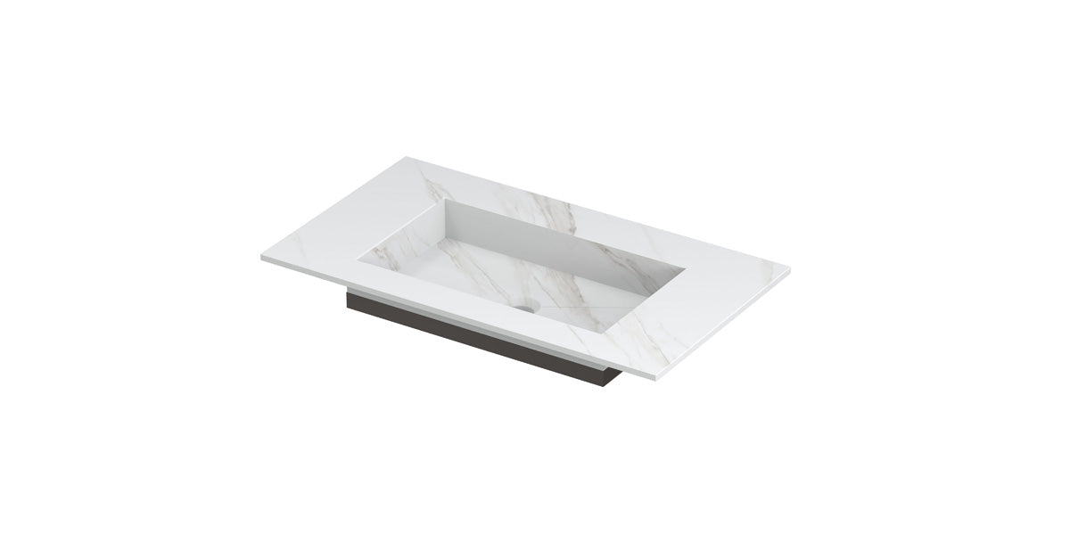 Ink Post Wastafel keramische slab envelop bak zonder kraangat - Calacatta mat - 80x45x10 mm - 0210020