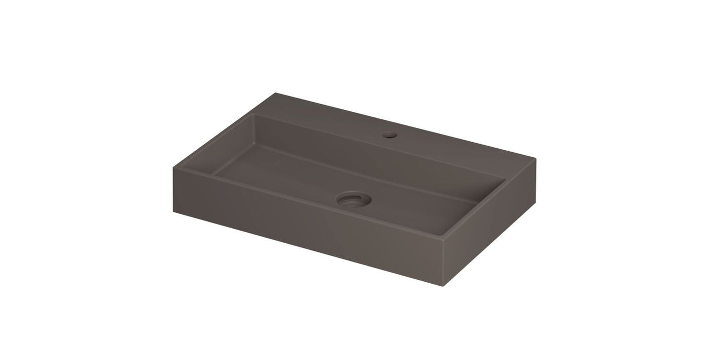 Ink United wastafel - porselein met 1 kraangat incl. porseleinen click plug en verborgen overloop systeem - Mat basento - 70x45 cm - 0206033