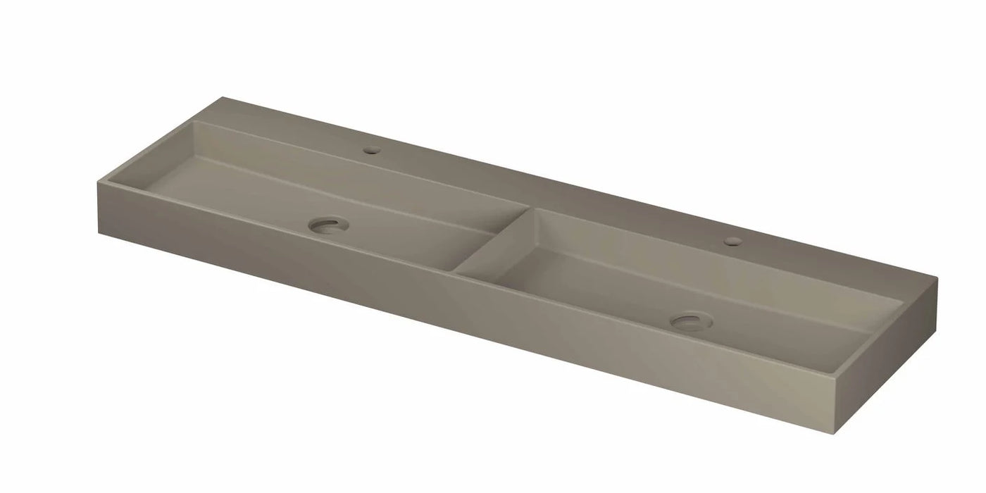 Ink United wastafel dubbel porselein 160x45cm - twee kraangaten - Mat basento - 0206493