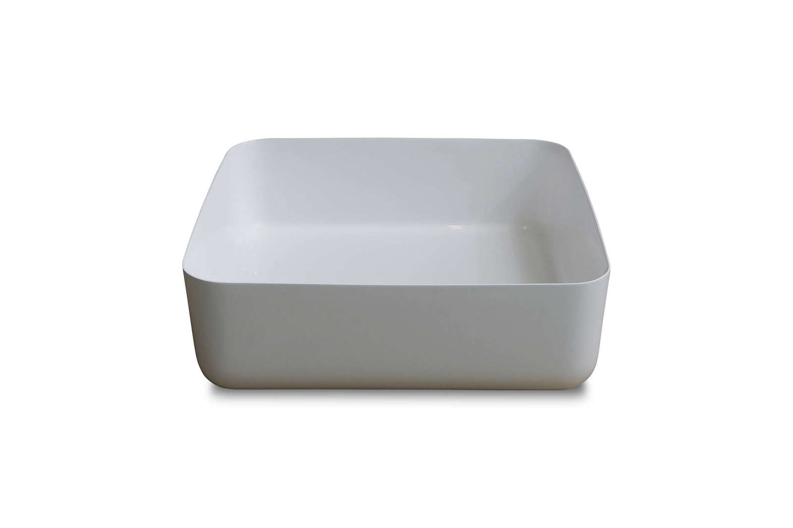 Luca Sanitair opzetwastafel vierkant 40x40x13,5h met dunne rand van mineral stone - wit glans - LUVA1340