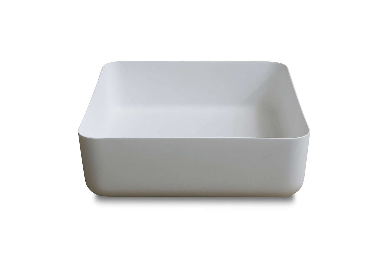 Luca Sanitair opzetwastafel vierkant 40x40x13,5h met dunne rand van solid surface - mat wit - LUVA1340M