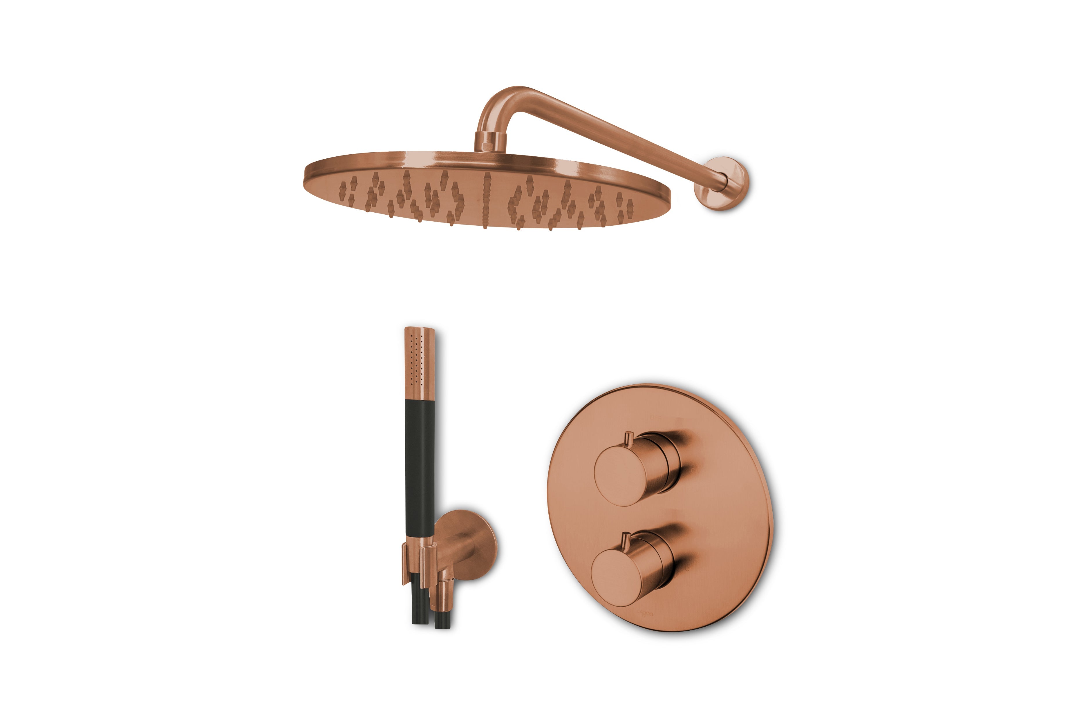 Lagoo - Garda - Lagoo Voordeel Set: thermostatische douche set met 2-weg stop/omstel - Geborsteld Koper PVD - LVS1BK