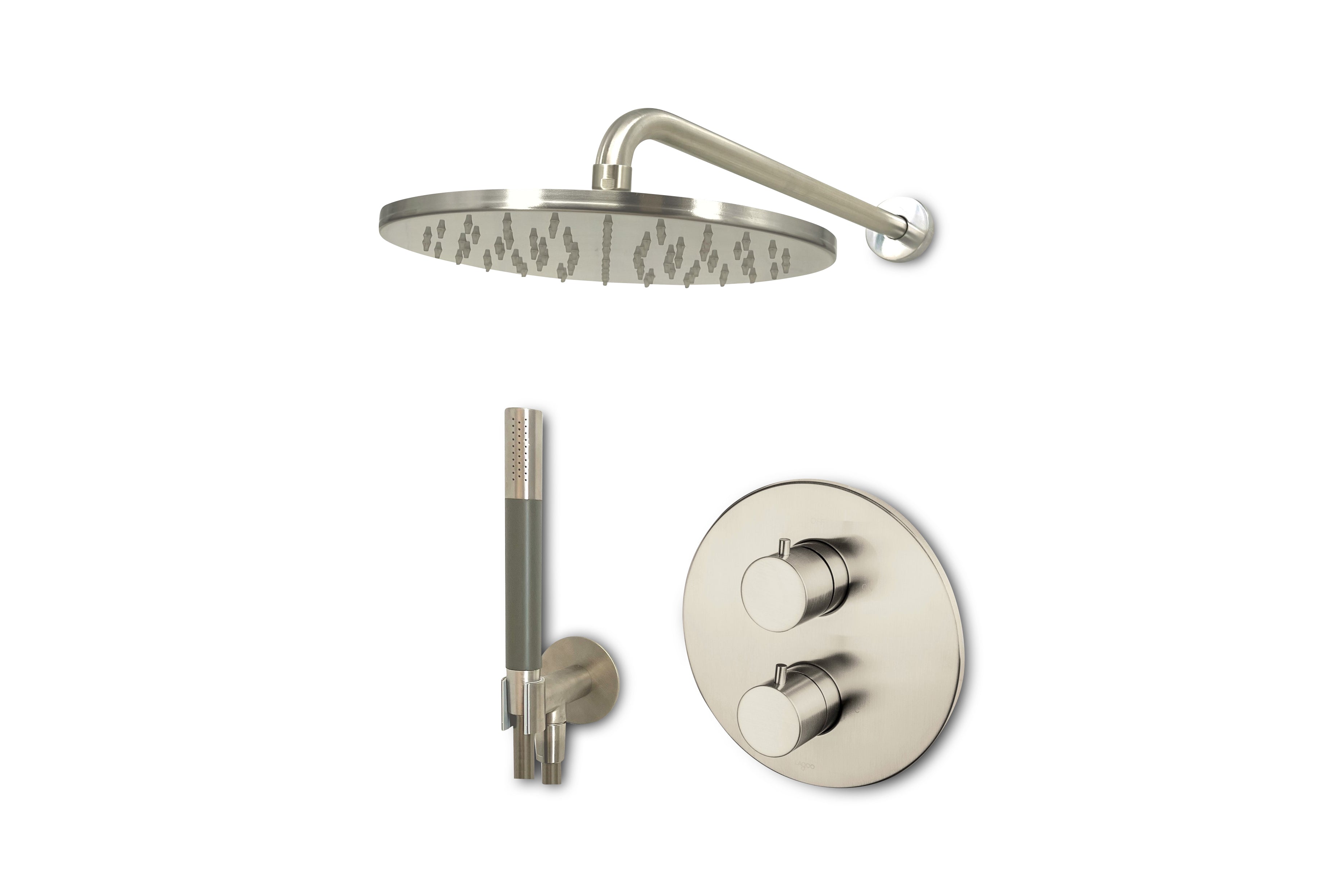 Lagoo - Garda - Lagoo Voordeel Set: thermostatische douche set met 2-weg stop/omstel - Geborsteld Nikkel - LVS1BN