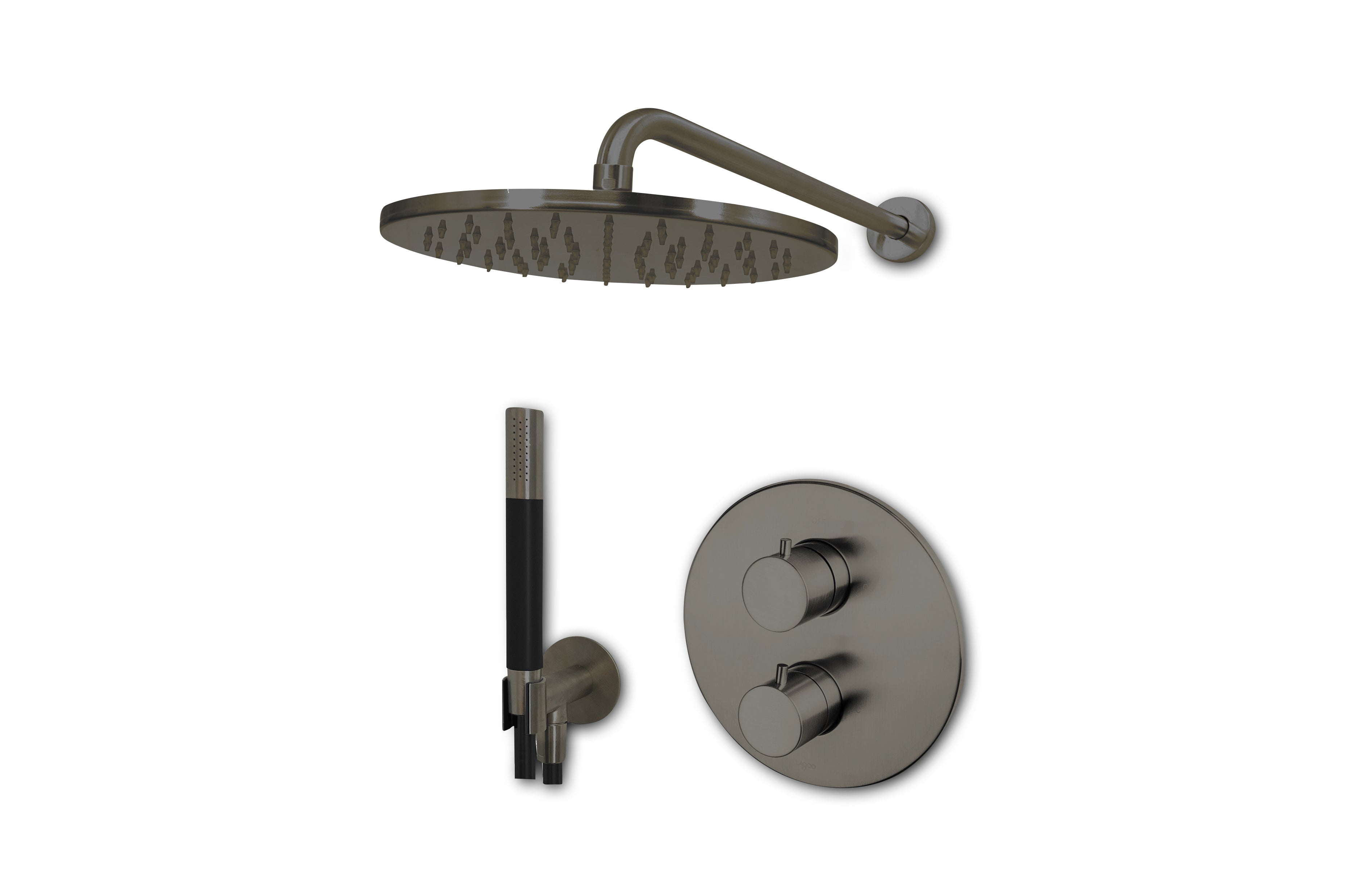 Lagoo - Garda - Lagoo Voordeel Set: thermostatische douche set met 2-weg stop/omstel - Geborsteld Gun Metal PVD - LVS1GM