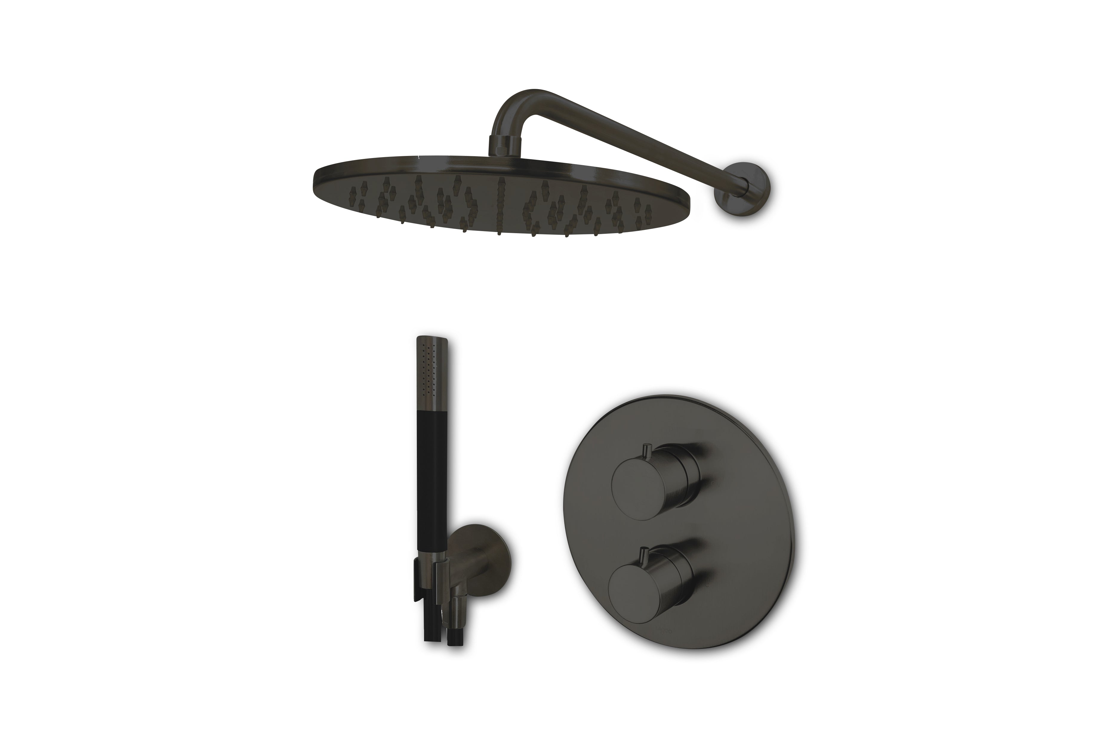 Lagoo - Garda - Lagoo Voordeel Set: thermostatische douche set met 2-weg stop/omstel - Mat Zwart - LVS1MB