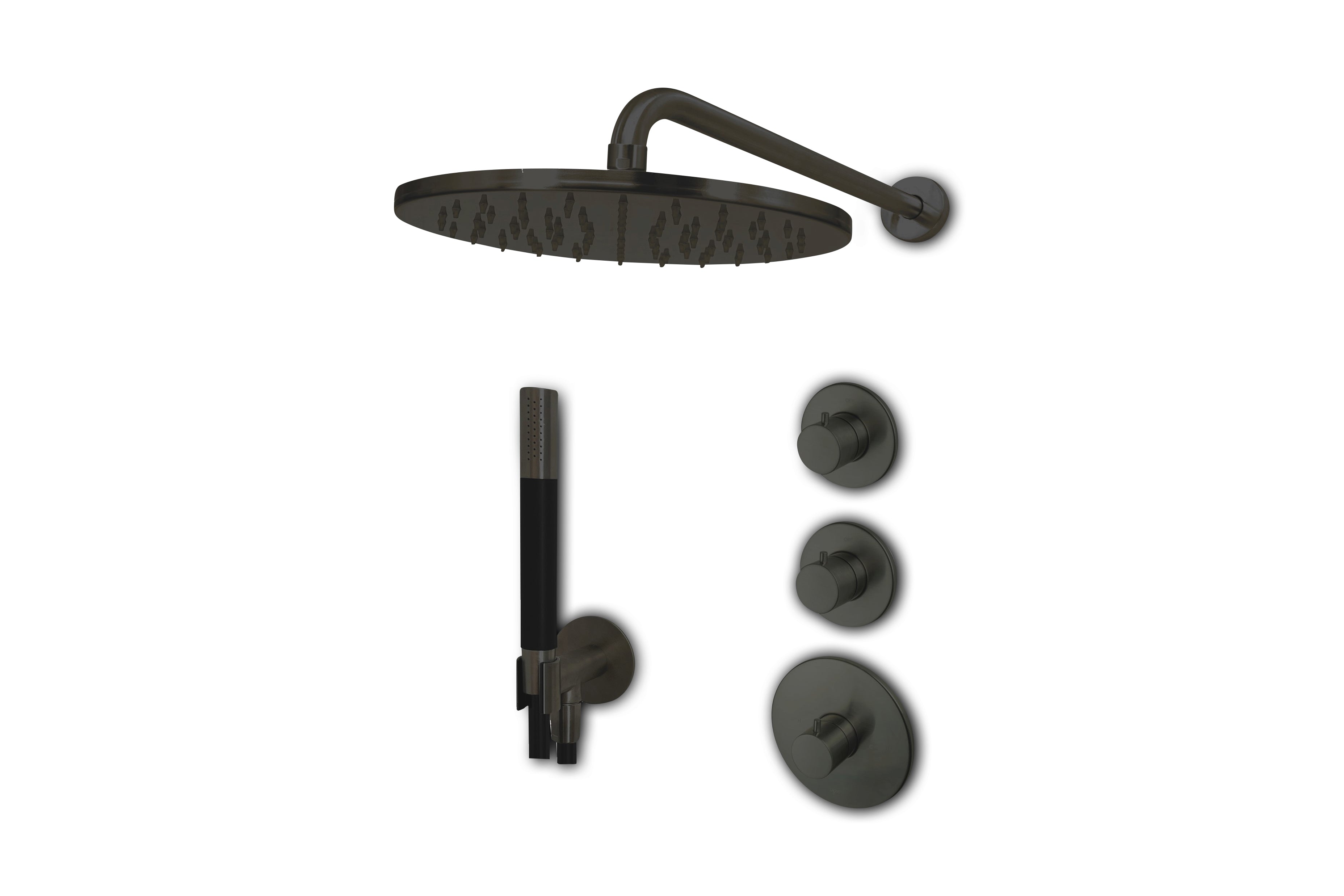 Lagoo - Garda - Lagoo Voordeel Set: thermostatische douche set met 2 stopkranen - Mat Zwart - LVS2MB