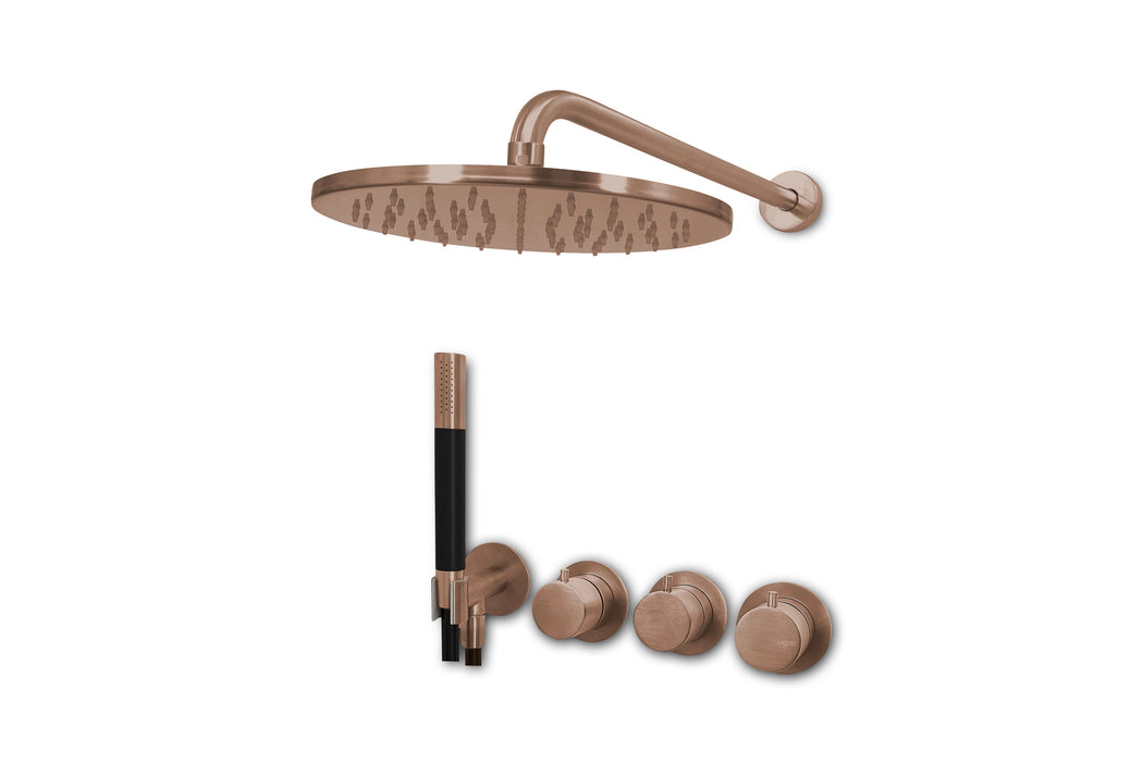 Lagoo - Garda - Lagoo Voordeel Set: thermostatische douche set Tripple7 - Geborsteld Koper PVD - LVS3BK
