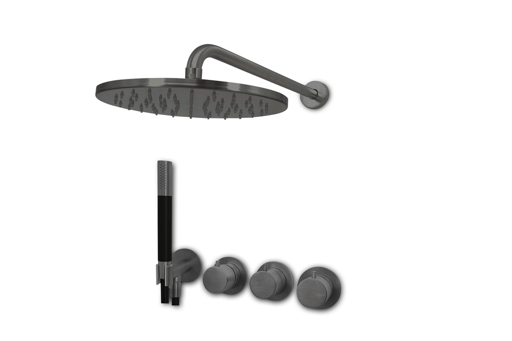 Lagoo - Garda - Lagoo Voordeel Set: thermostatische douche set Tripple7 - Geborsteld Gun Metal PVD - LVS3GM