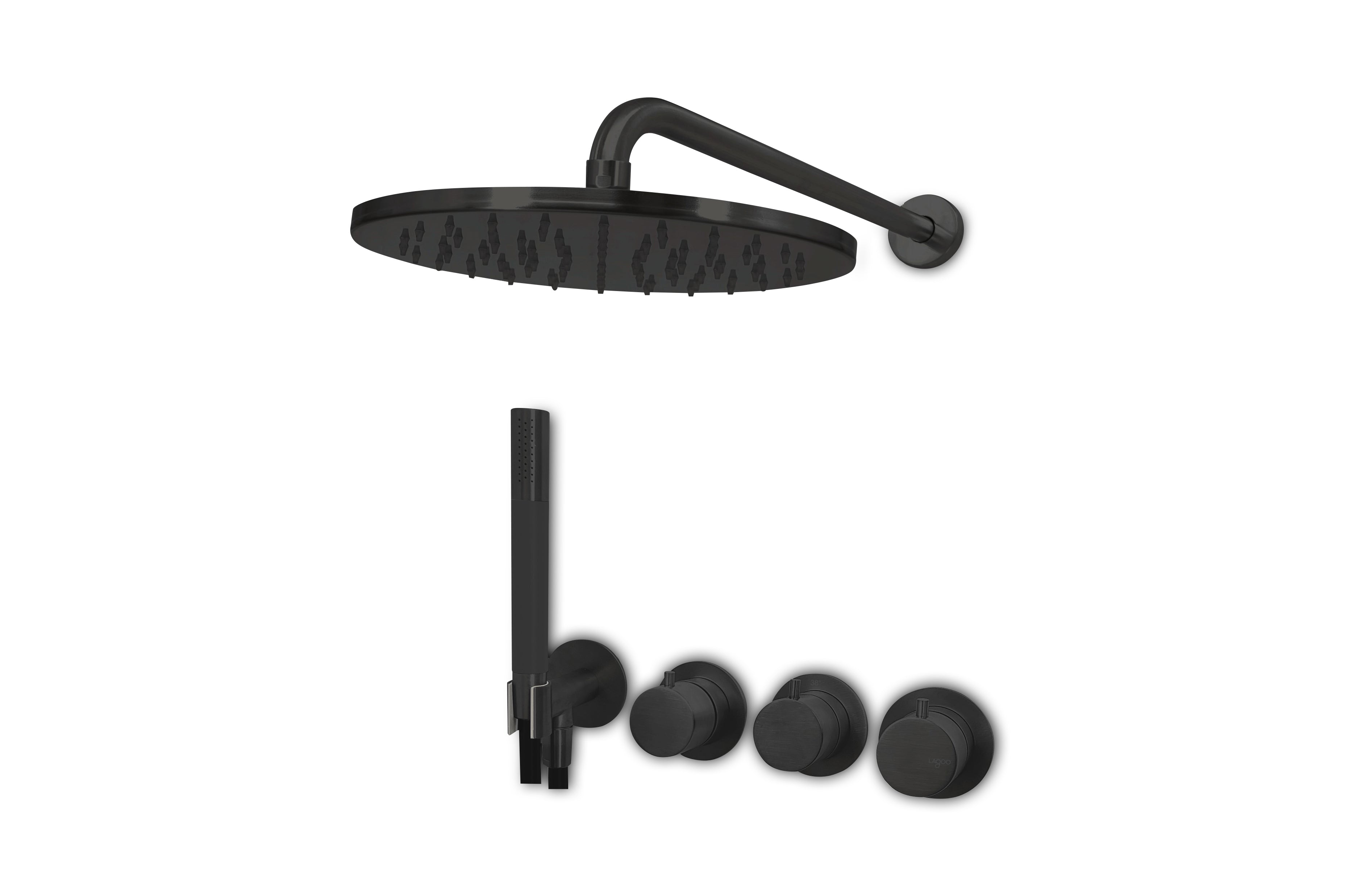 Lagoo - Garda - Lagoo Voordeel Set: thermostatische douche set Tripple7 - Mat Zwart - LVS3MB