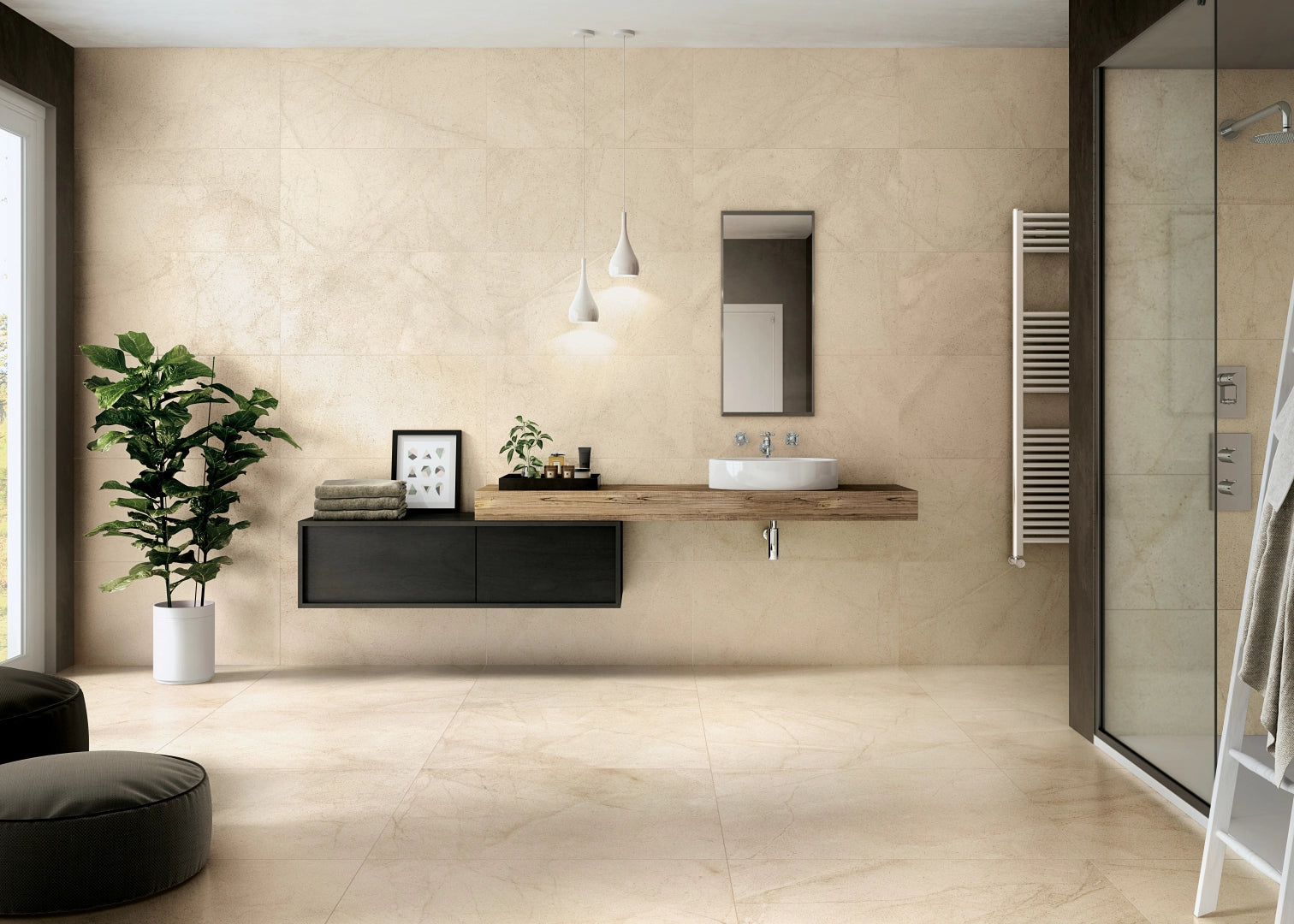 Blustyle, Living Stones - Light Cream, Naturale, 45x90cm, 9.50mm, Rett.