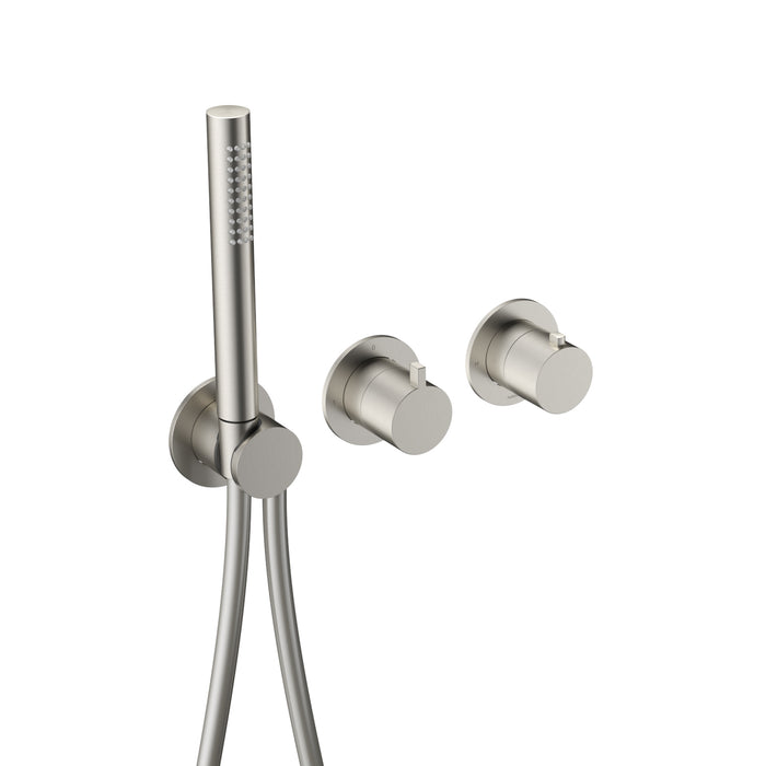 Hotbath Ace AC071EXT afbouwdeel voor inbouw thermostaat met 2-weg stop-omstel met handdouche / doucheslang - Geborsteld Nikkel