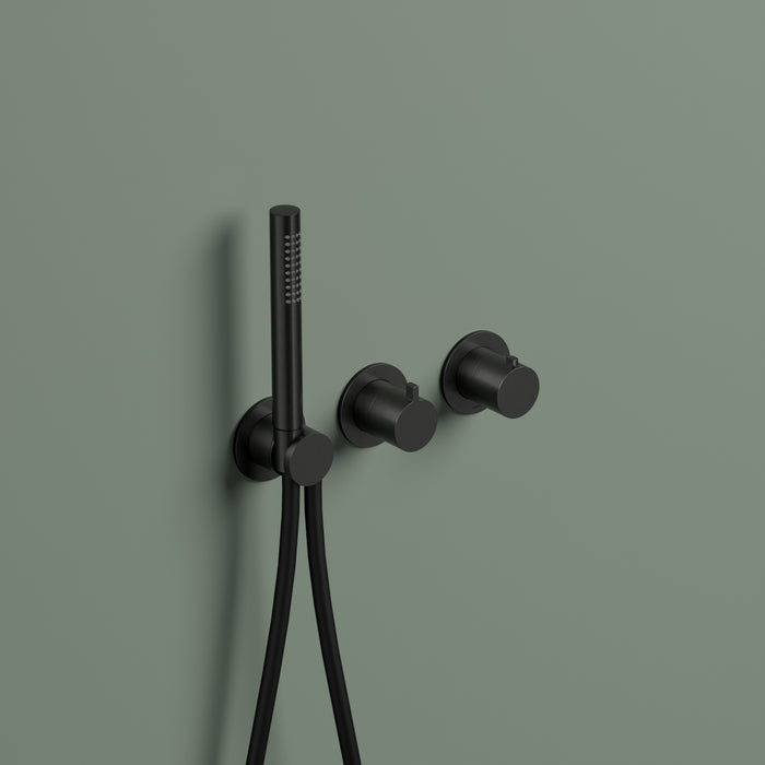 Hotbath Ace AC071EXT afbouwdeel voor inbouw thermostaat met 2-weg stop-omstel met handdouche/ doucheslang - Geborsteld Zwart PVD