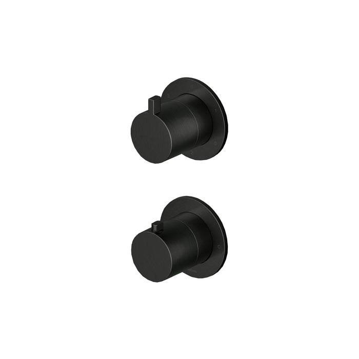 Hotbath Ace AC039EXT afbouwdeel voor inbouw thermostaat met 3-weg stop-omstel - Geborsteld Zwart PVD