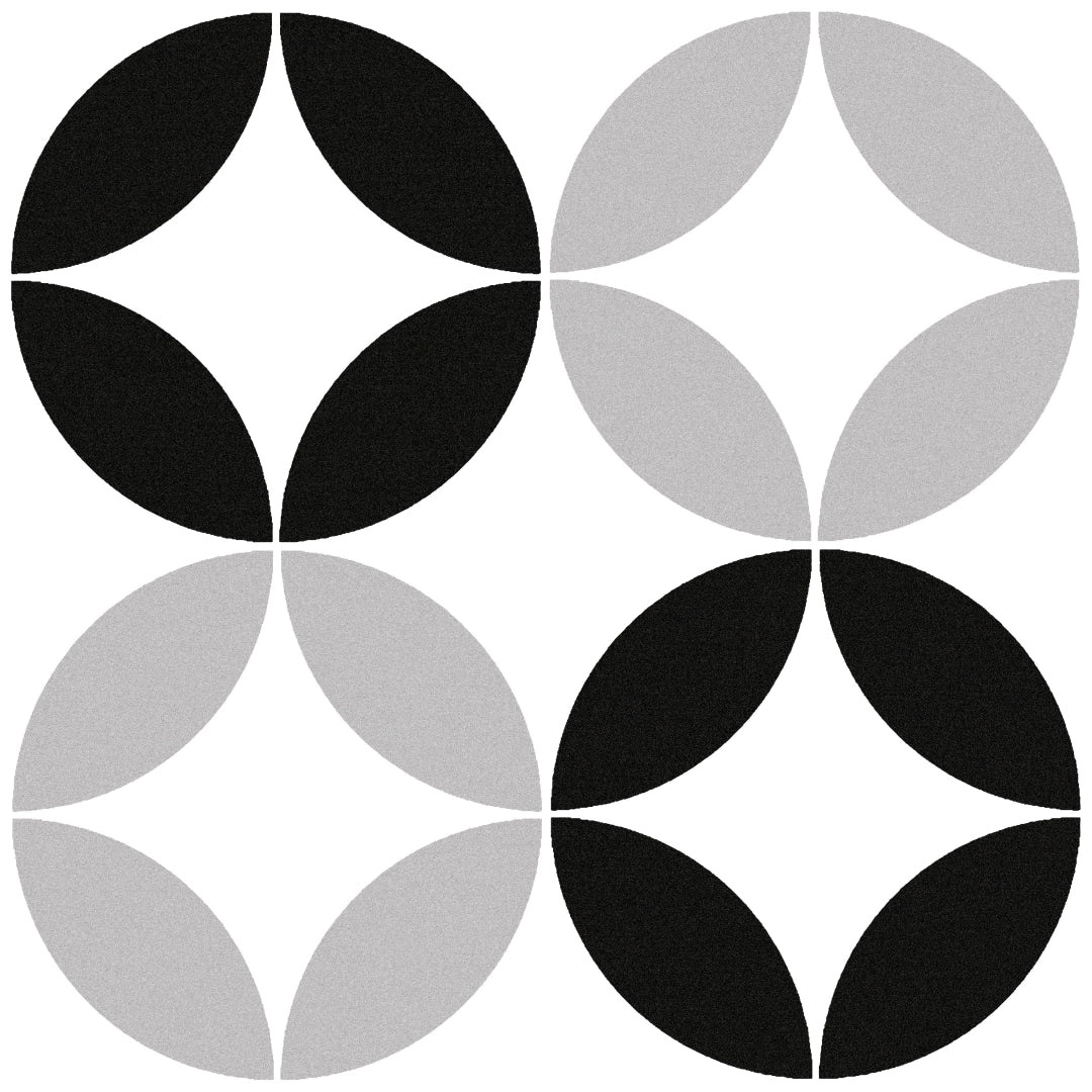 Geotiles, Bora - Black, Natural, 22.3x22.3cm, 10.00mm