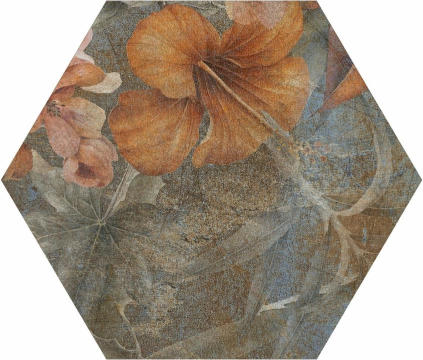 Itt Ceramic, Hibiscus - Blue, Naturale, 23.2x26.7cm, 10.00mm, Rett.