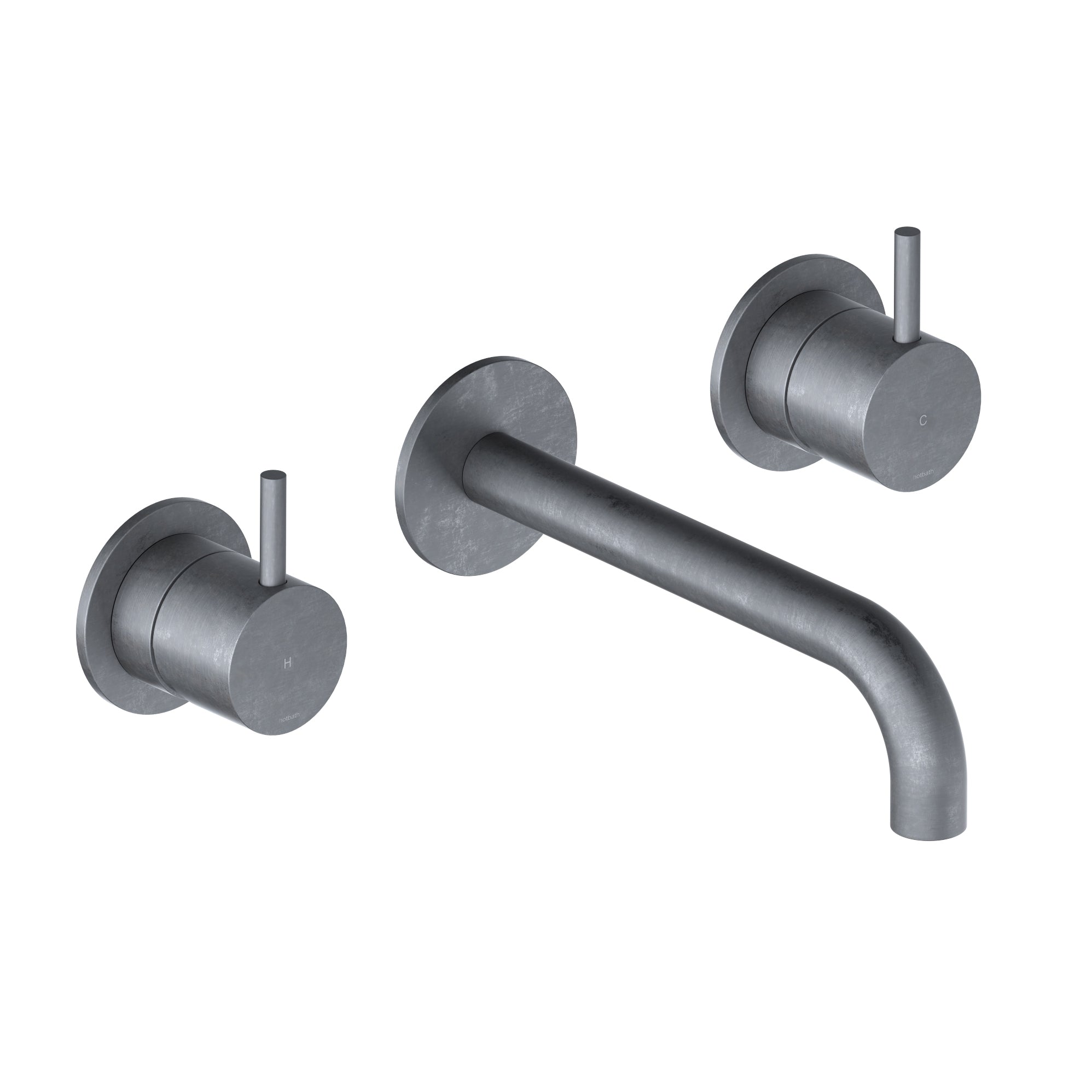 Hotbath Cobber CB105TEXT18 afbouwdeel voor 3-gats inbouw wastafelkraan - 18cm uitloop - Verouderd IJzer
