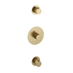 Hotbath Cobber CB007EXT afbouwdeel voor inbouw thermostaat met 2 stopkranen - Geborsteld Messing