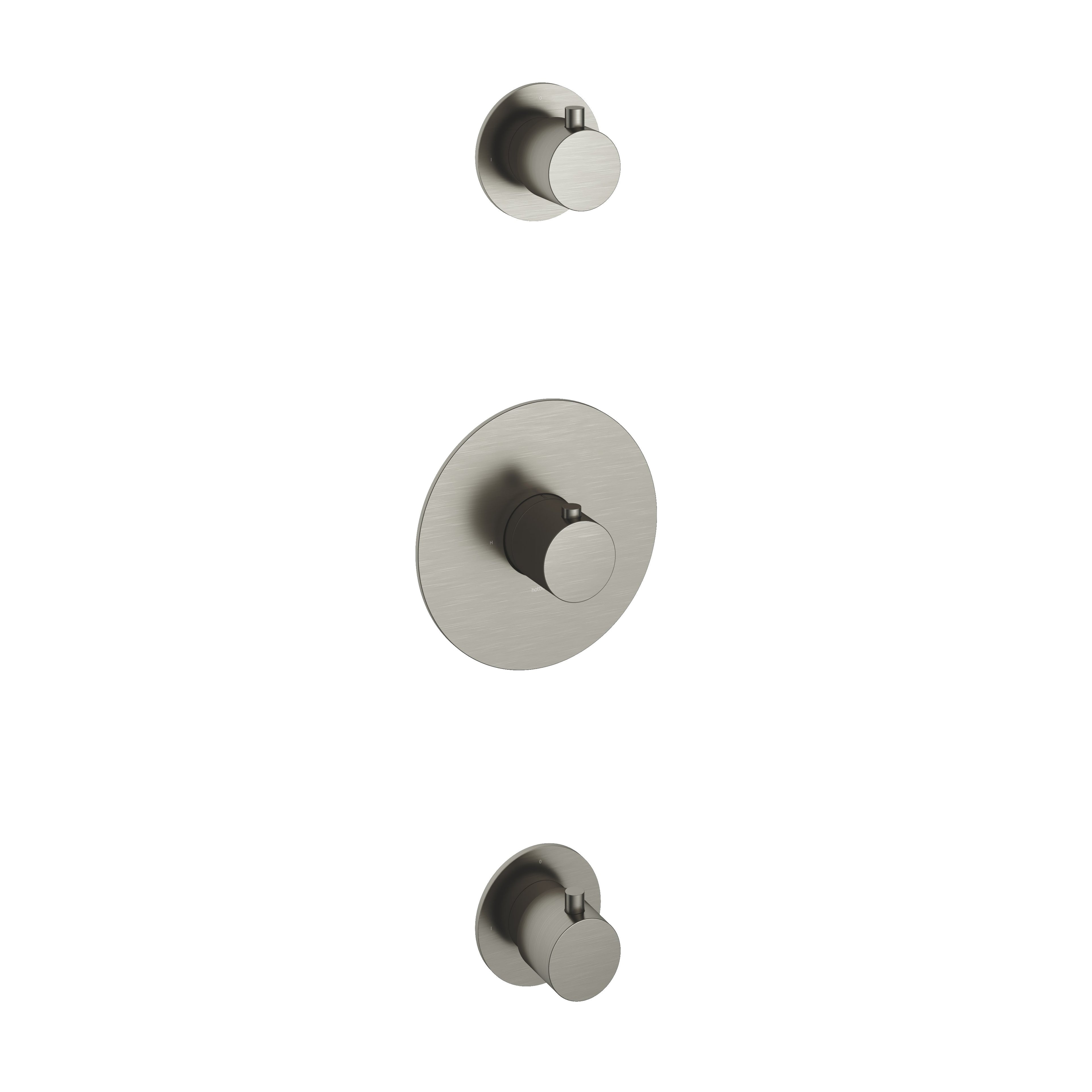 Hotbath Cobber CB007EXT afbouwdeel voor inbouw thermostaat met 2 stopkranen - Geborsteld Nikkel