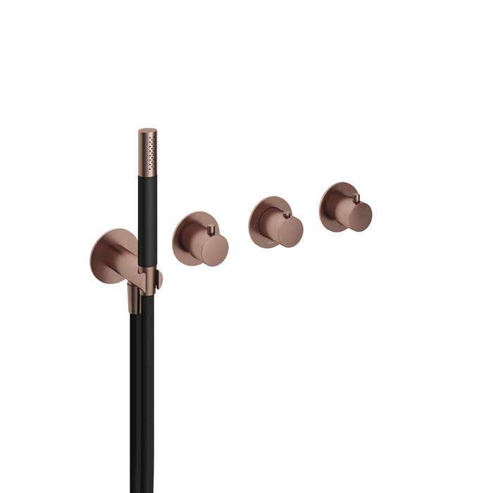 Hotbath Cobber CB7071EXT afbouwdeel voor inbouwthermostaat met 2 stopkranen - Geborsteld Koper PVD