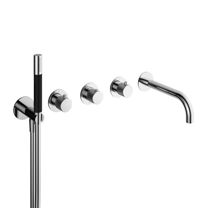 Hotbath Cobber X CX7072EXT afbouwdeel inbouw douchethermostaat 2 stopkranen met uitloop - Geborsteld Zwart PVD