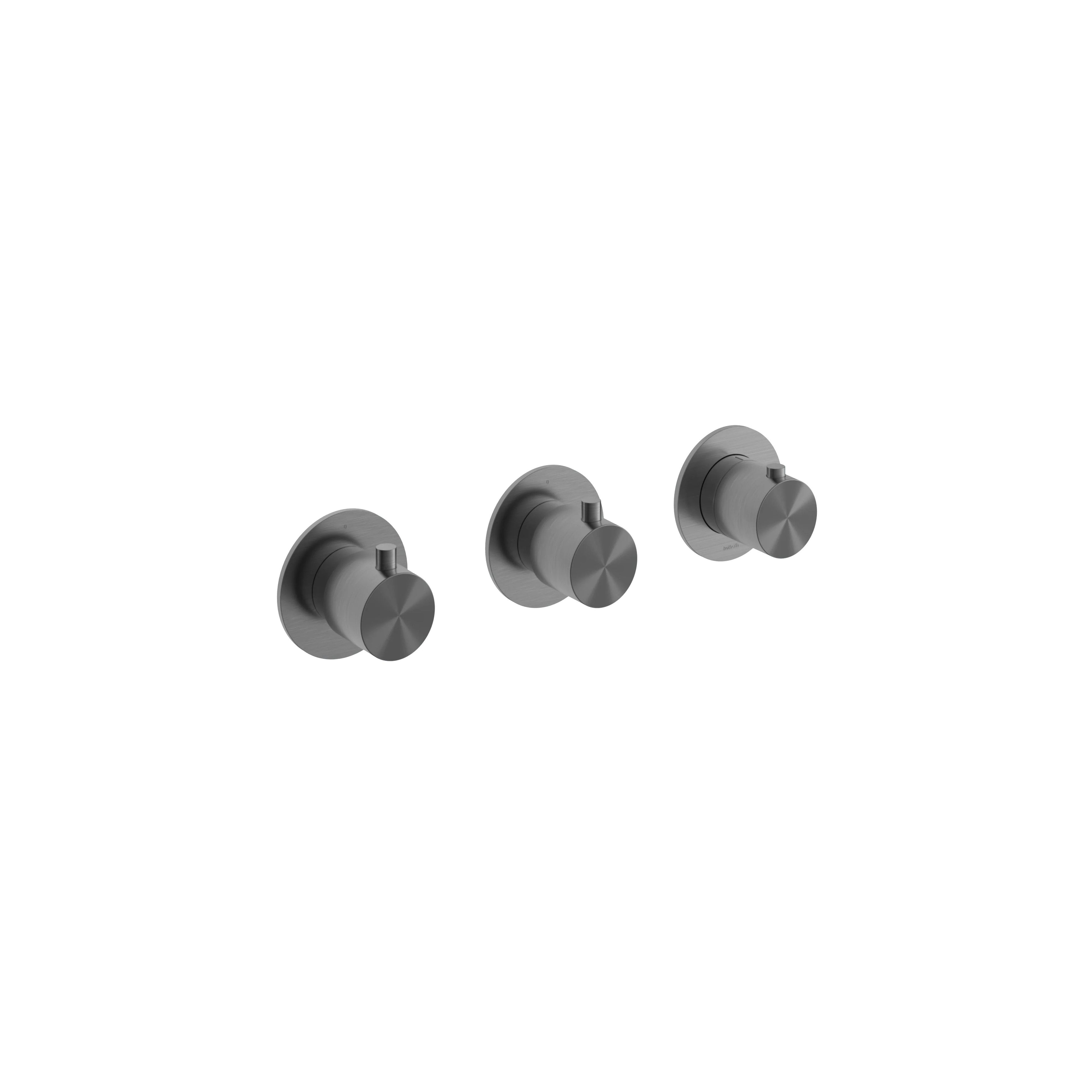 Hotbath Archie AR7067EXTIX afbouwdeel - inbouw douchethermostaat met 2 stopkranen RVS 316 - Geborsteld Gunmetal PVD