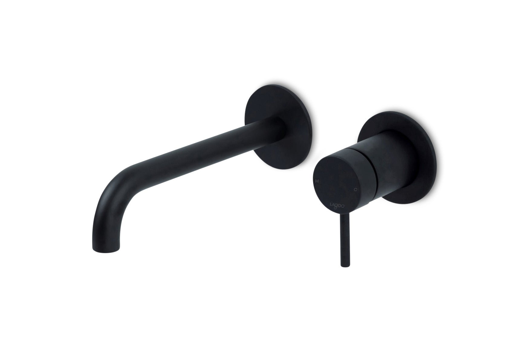 Lagoo - Garda - Inbouw wastafelmengkraan (afbouwdeel) met uitloop (19 cm)  - Mat Zwart - G1200-19MB