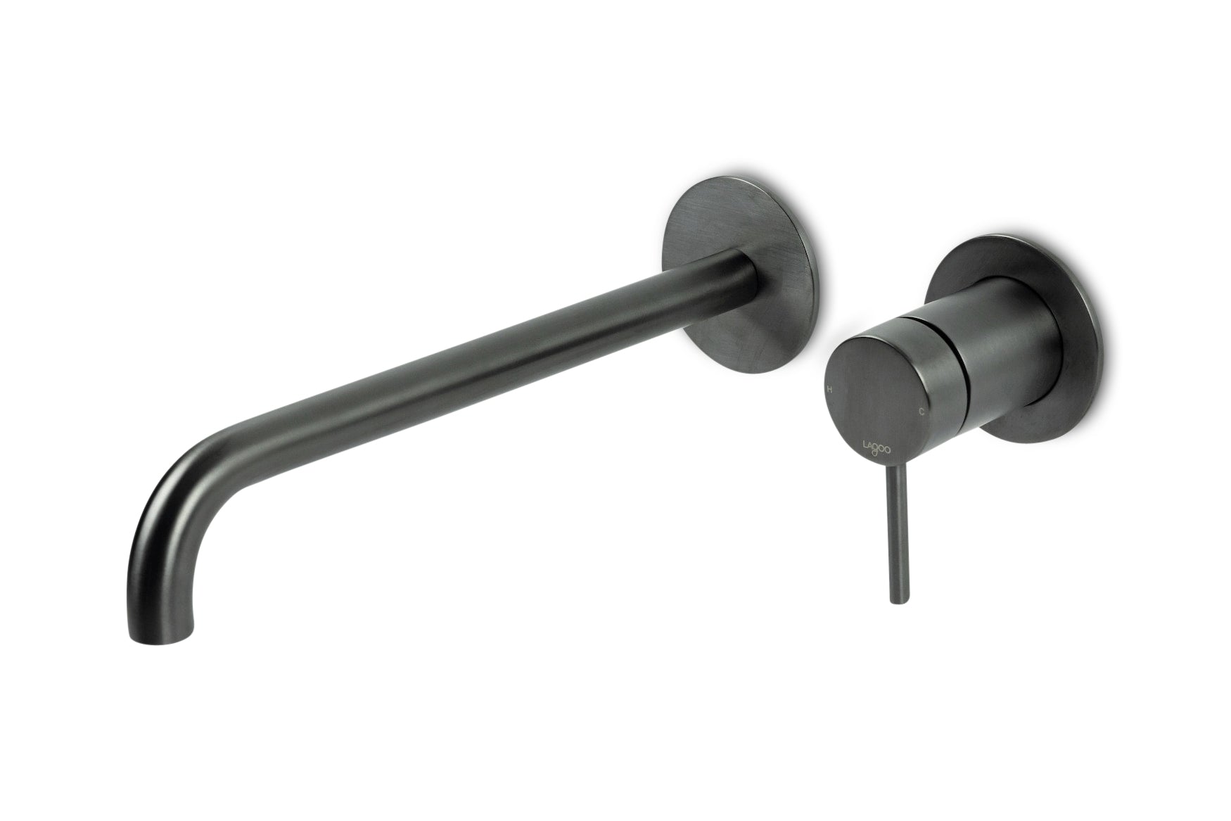 Lagoo - Garda - Inbouw wastafelmengkraan (afbouwdeel) met uitloop (26 cm) - Geborsteld Gun Metal PVD - G1200-26GM