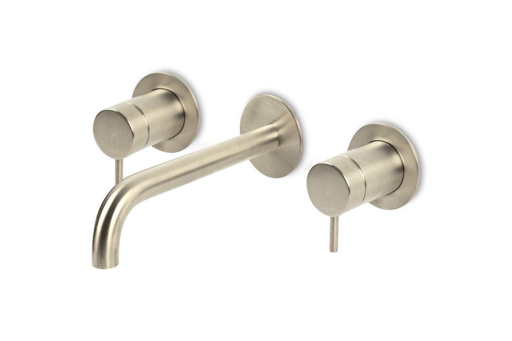 Lagoo - Garda - Inbouw wastafelmengkraan, 2 greeps (afbouwdeel) met uitloop (19 cm)  - Geborsteld Nikkel - G1204-19BN