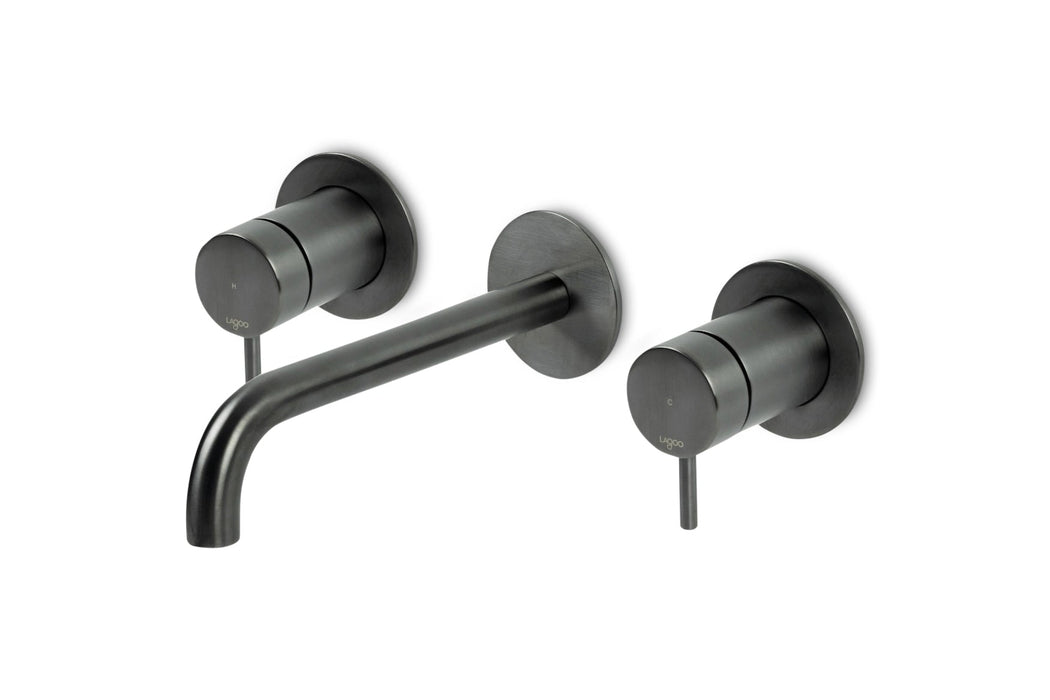 Lagoo - Garda - Inbouw wastafelmengkraan, 2 greeps (afbouwdeel) met uitloop (19 cm)  - Geborsteld Gun Metal PVD - G1204-19GM
