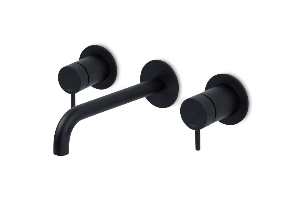 Lagoo - Garda - Inbouw wastafelmengkraan, 2 greeps (afbouwdeel) met uitloop (19 cm)  - Mat Zwart - G1204-19MB