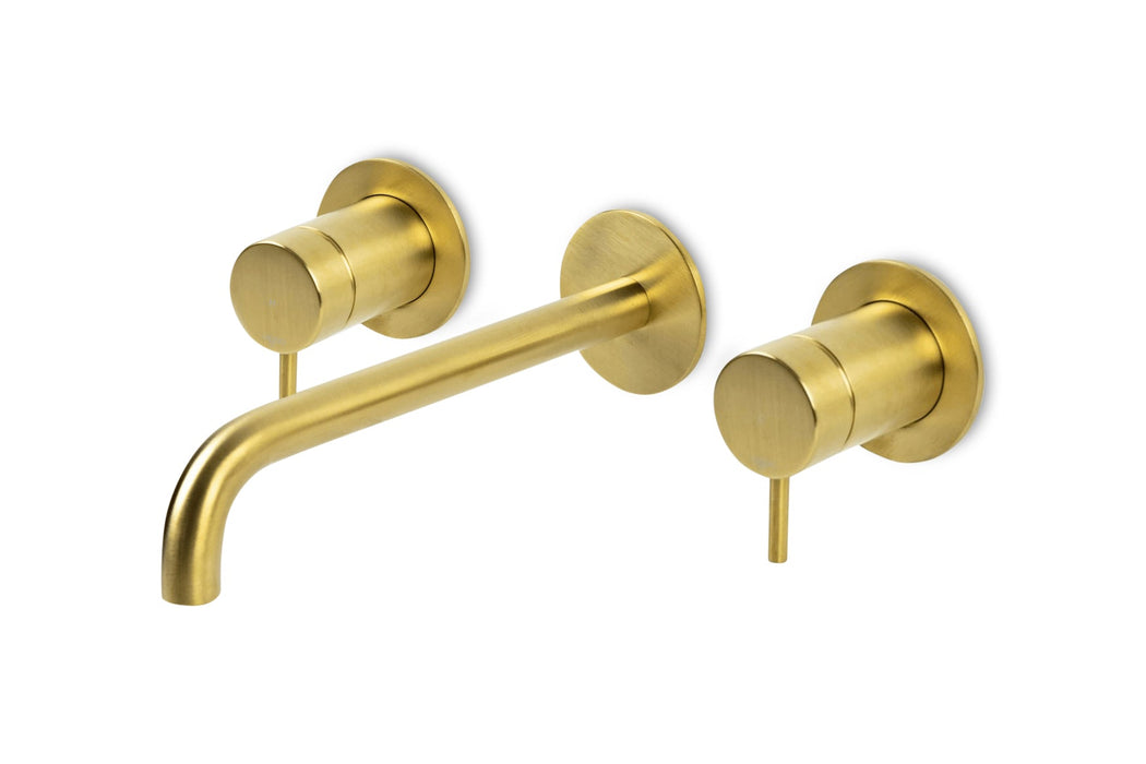 Lagoo - Garda - Inbouw wastafelmengkraan, 2 greeps (afbouwdeel) met uitloop (22 cm)  - Geborsteld Messing PVD - G1204-22BB