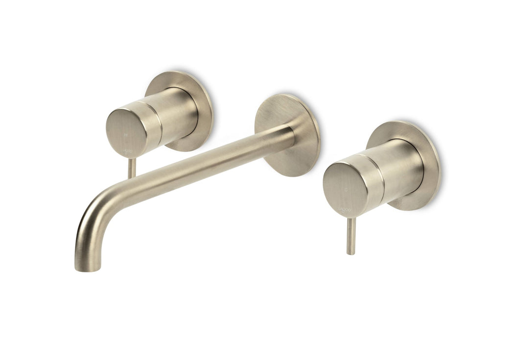 Lagoo - Garda - Inbouw wastafelmengkraan, 2 greeps (afbouwdeel) met uitloop (22 cm)  - Geborsteld Nikkel - G1204-22BN