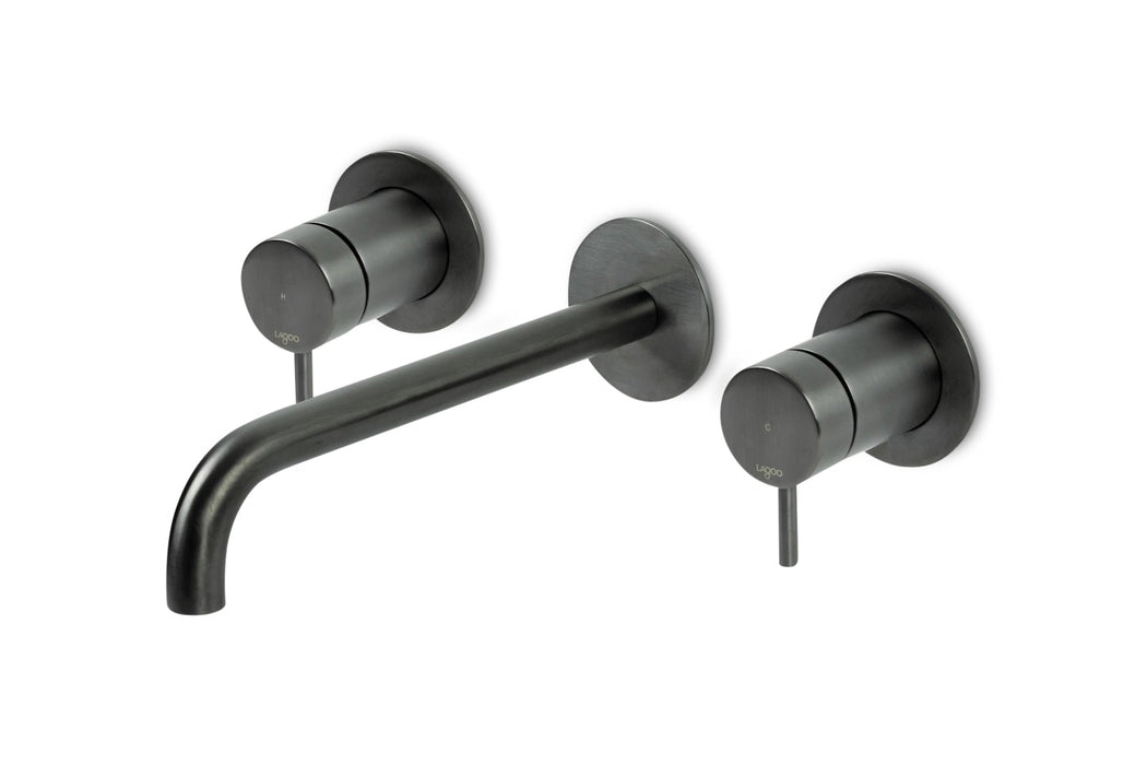 Lagoo - Garda - Inbouw wastafelmengkraan, 2 greeps (afbouwdeel) met uitloop (22 cm)  - Geborsteld Gun Metal PVD - G1204-22GM