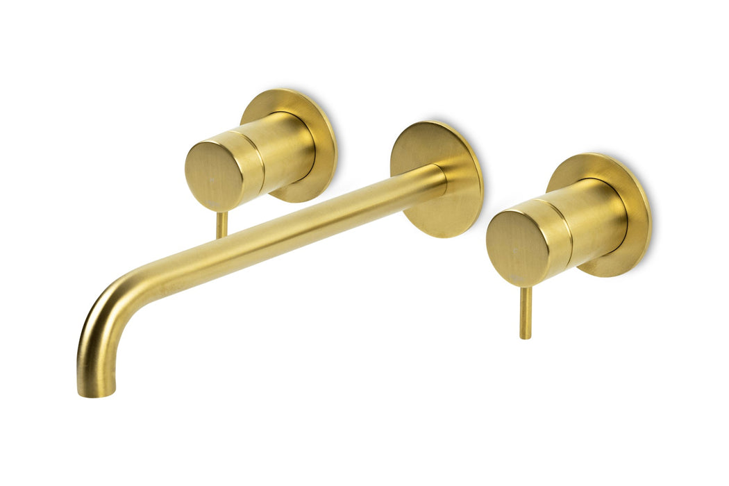 Lagoo - Garda - Inbouw wastafelmengkraan, 2 greeps (afbouwdeel) met uitloop (26 cm)  - Geborsteld Messing PVD - G1204-26BB