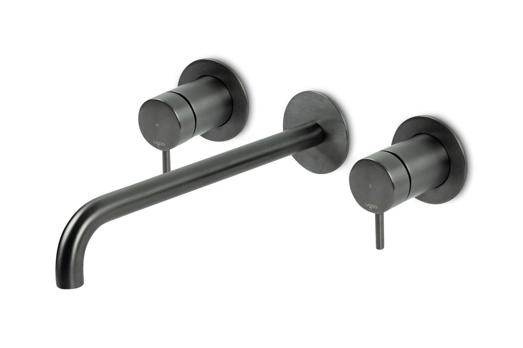 Lagoo - Garda - Inbouw wastafelmengkraan, 2 greeps (afbouwdeel) met uitloop (26 cm)  - Geborsteld Gun Metal PVD - G1204-26GM