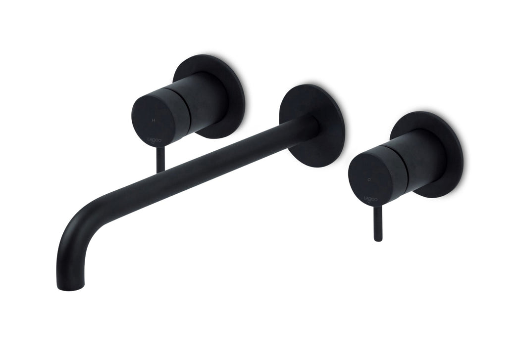 Lagoo - Garda - Inbouw wastafelmengkraan, 2 greeps (afbouwdeel) met uitloop (26 cm)  - Mat Zwart - G1204-26MB