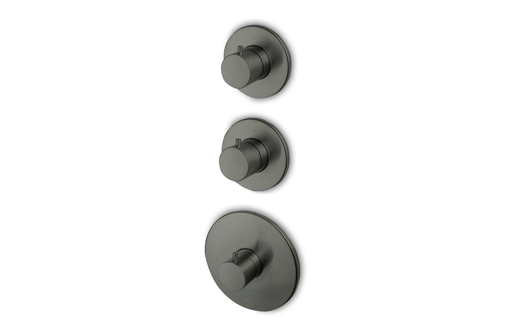 Lagoo - Garda - Inbouw thermostaat met 2 stopkranen (afbouwdeel) - Geborsteld Gun Metal PVD - G2233GM