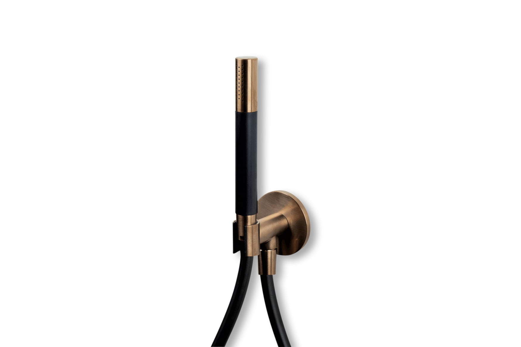 Lagoo - Garda - Handdouchehouder met wanduitlaat, handdouche (staaf) en doucheslang (150 cm) - Geborsteld Koper PVD - G2240BK