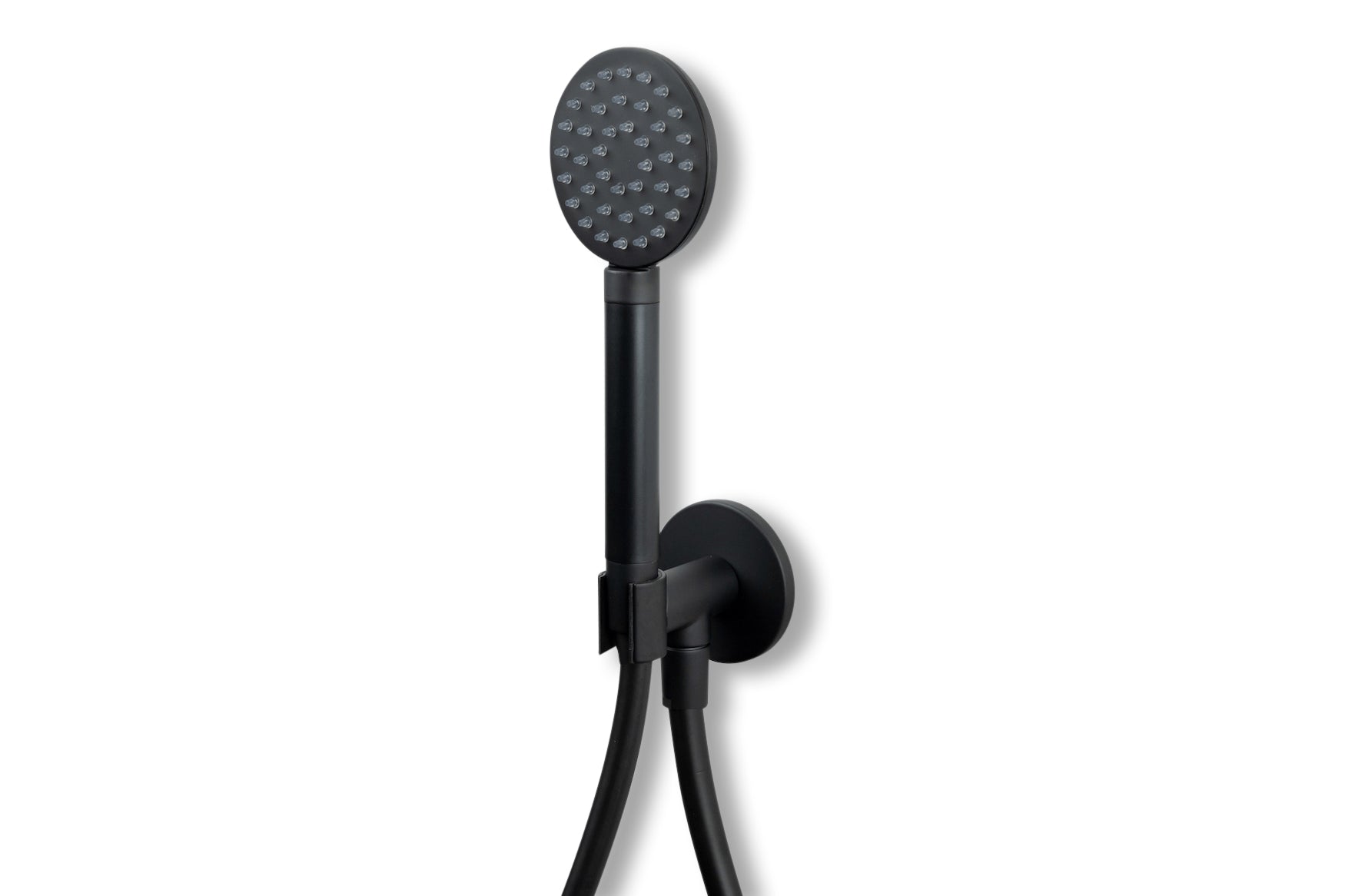 Lagoo - Garda - Handdouchehouder met wanduitlaat, handdouche (rond) en doucheslang (150 cm) - Mat Zwart - G2242MB
