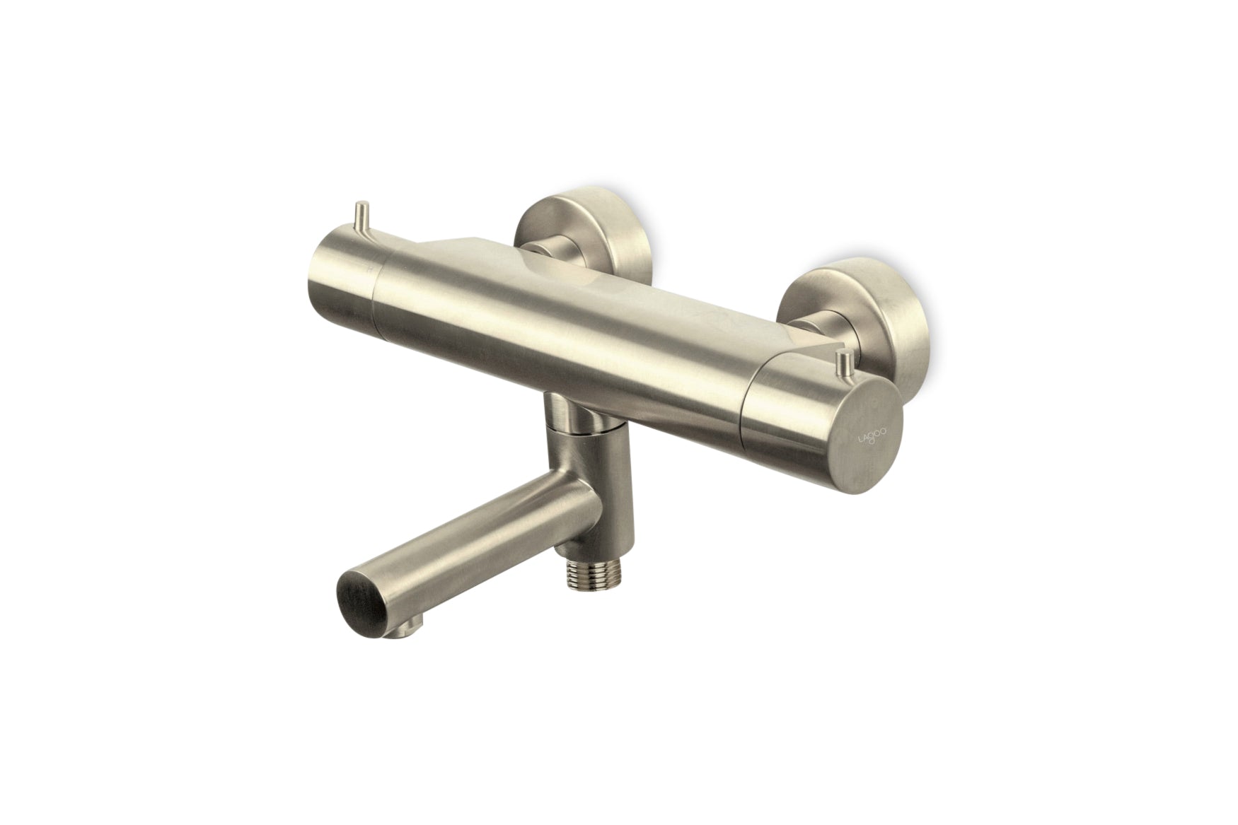 Lagoo - Garda - Thermostatische badmengkraan met uitloop en geintegreerd omstel - Geborsteld Nikkel - G3101BN
