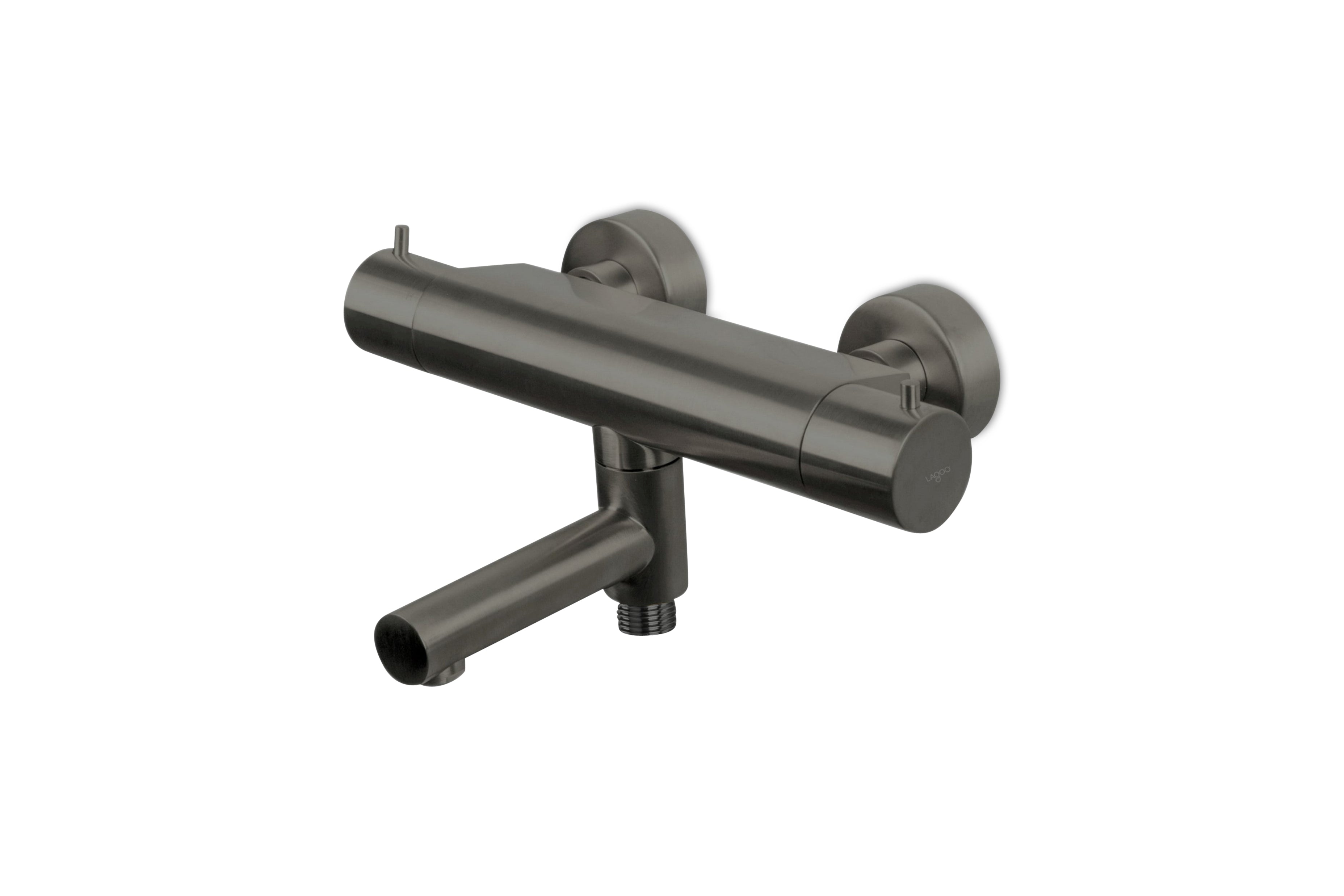 Lagoo - Garda - Thermostatische badmengkraan met uitloop en geintegreerd omstel - Geborsteld Gun Metal PVD - G3101GM