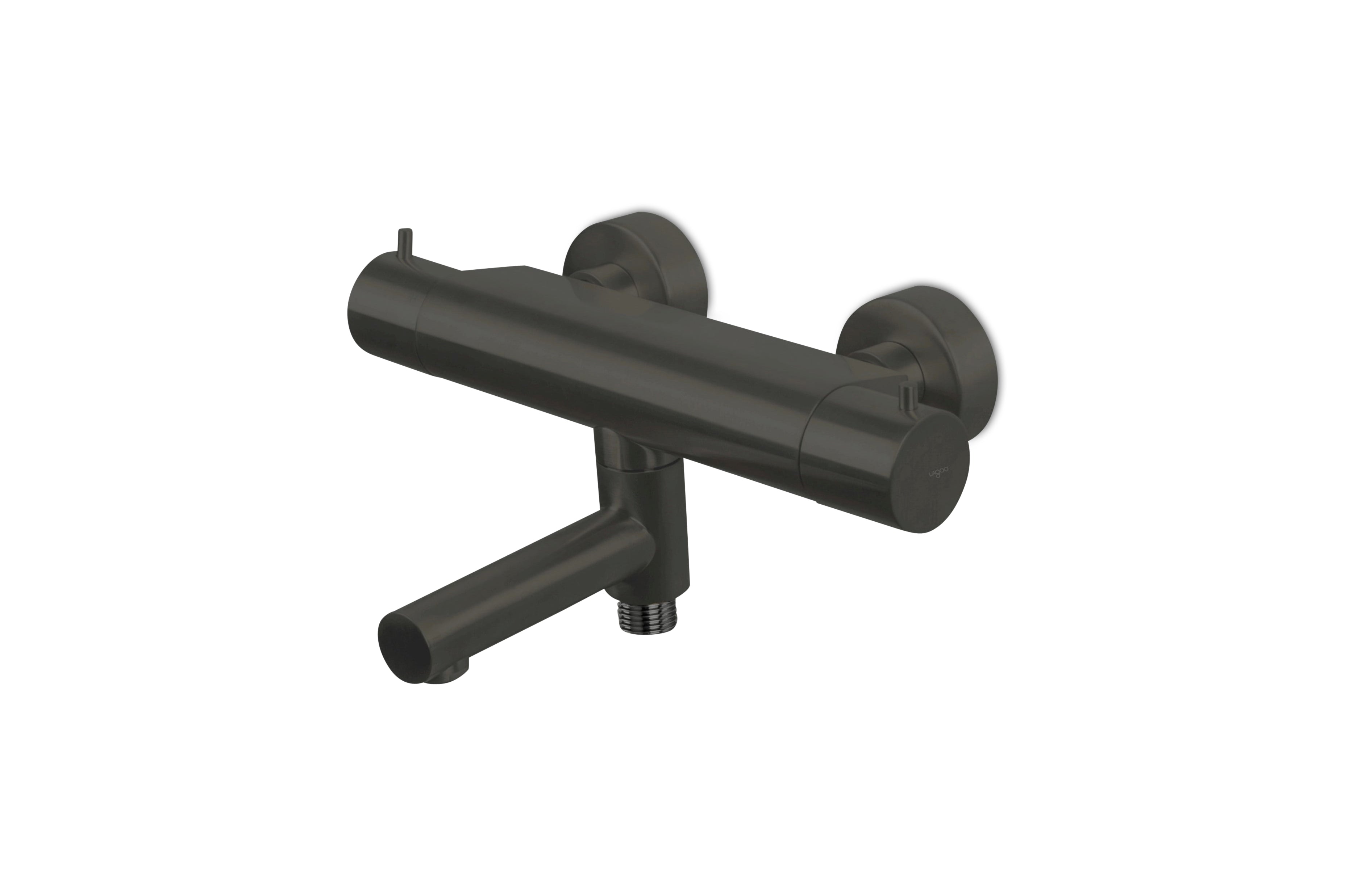 Lagoo - Garda - Thermostatische badmengkraan met uitloop en geintegreerd omstel - Mat Zwart - G3101MB
